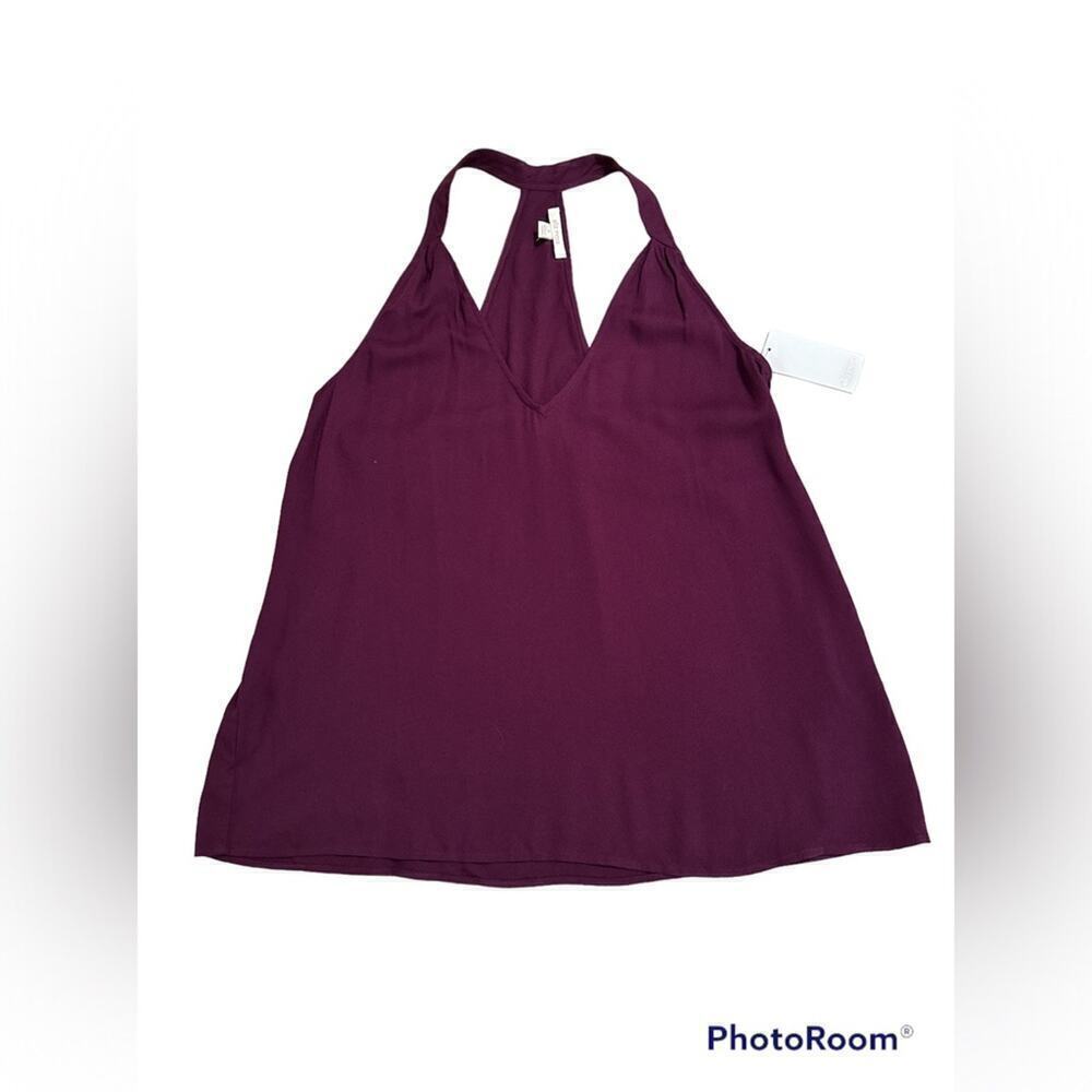 Ella Moss Women’s T-Back V-Neck Halter 100% Rayon A-Line Blouse Sz M Deep Orchid
